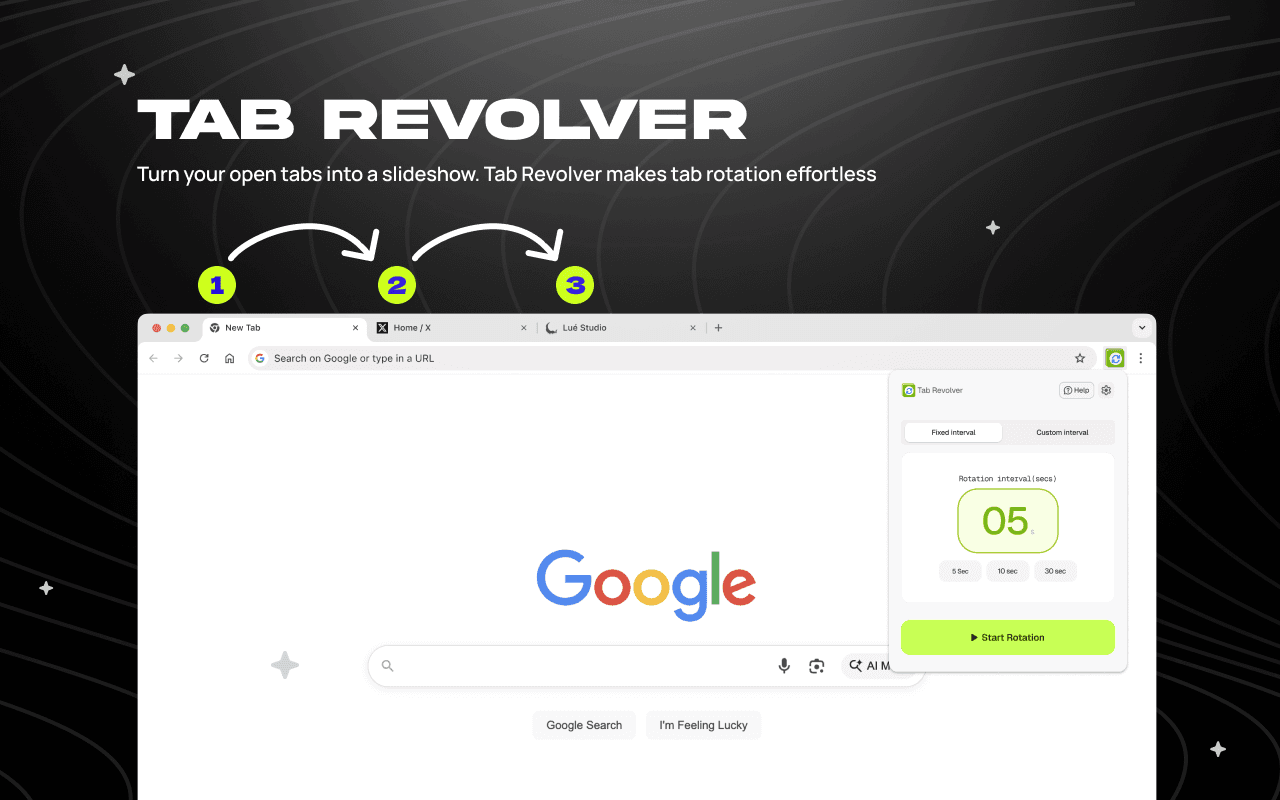 Tab Revolver - Turn your open tabs into a slideshow