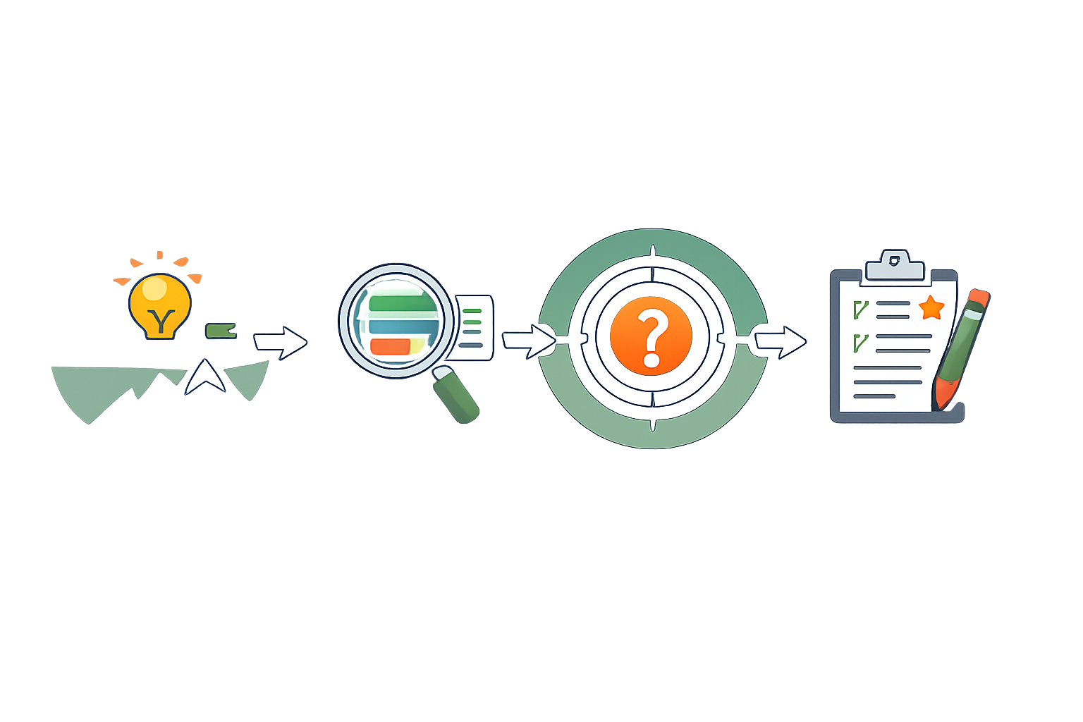 Editorial planning illustration showing an SEO topic awaiting selection